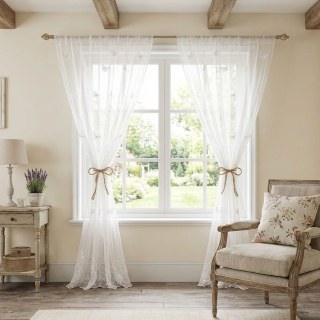 Anmutige Schmetterling Glas Perlen bestickte weiße Voile Gardine 4