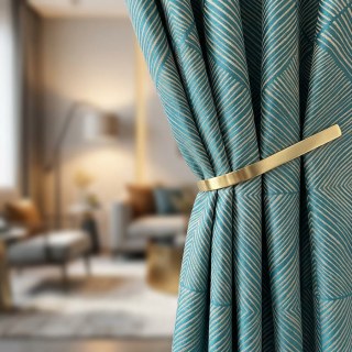 Hexagon Haven geometrische türkisfarbene Vorhänge 2