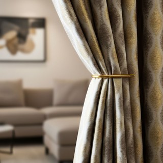 Ikat Ripples Creme Gold Ogee Geometrische Vorhänge 2