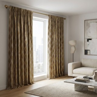 Ikat Ripples Creme Gold Ogee Geometrische Vorhänge 3