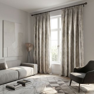 Ikat Ripples Grau und Creme Ogee Geometrische Vorhänge mit Silberdetails 5