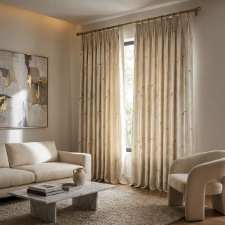 Koi Teich Luxus Jacquard Champagner Abstrakt Hellgold Vorhang 3