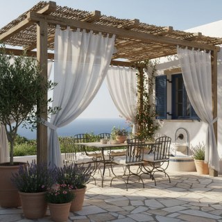 Laguna Outdoor Wasserdichte Hellgraue Voile Gardine