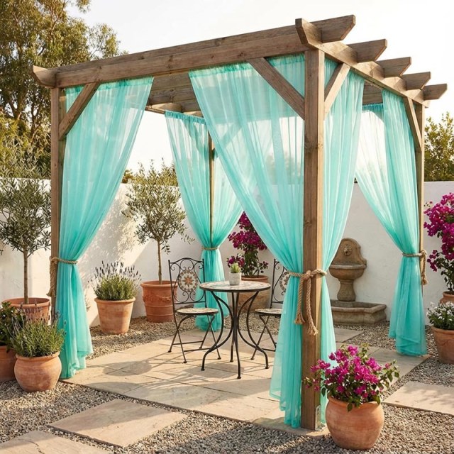 Laguna Outdoor Wasserdichte Mintgrüne Voile Gardine 1