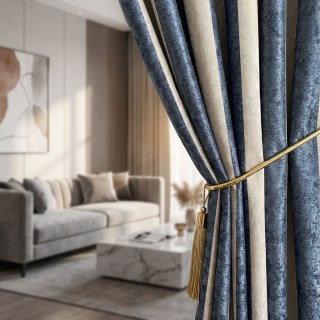 Leopard Lane Marineblau Gestreifte Tierfelloptik Vorhang 2