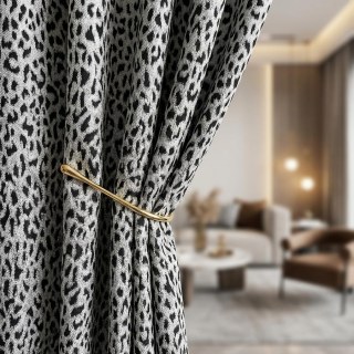 Leopard Spot Jacquard Schwarz-Weiß Tierfellmuster Vorhänge 3