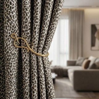 Leopard Spot Luxus Jacquard Gold Braun Tierdruck Vorhänge 2