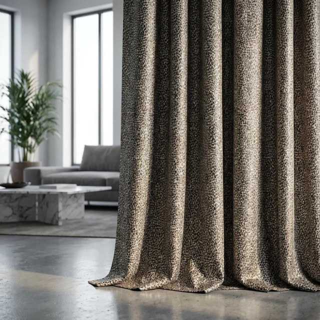 Leopard Spot Luxus Jacquard Gold Braun Tierdruck Vorhänge 1