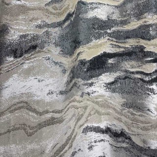 Marmorierter Luxus Jacquard mit Struktur in Anthrazit & Creme mit Goldglitzer