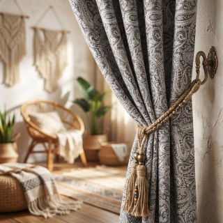 Mitternachtspäon Dunkelbraune florale Chenille-Vorhänge 2