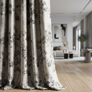 Moonlit Garden Silber und Schwarz 3D Jacquard Blumen Vorhang 2