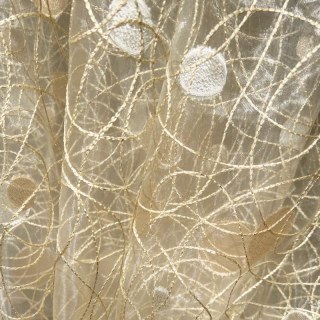 Nebula bestickte Gold- und Silberkreise Creme Voile Vorhang 5