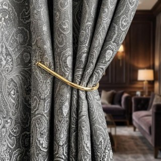Neue Klassiker Damast Jacquard Dunkelgrau Kohle Curtain