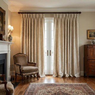 Opulente florale luxuriöse Jacquard Beige Creme Damast Vorhänge 3