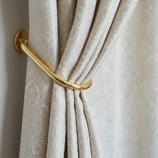 Opulente florale luxuriöse Jacquard Beige Creme Damast Vorhänge 5