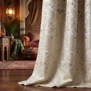 Palais Arabesque Luxuriöse 3D Jacquard Creme Champagner Damast Vorhänge 2