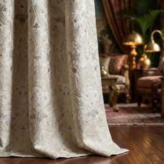 Palais Arabesque Luxuriöse 3D Jacquard Creme Champagner Damast Vorhänge