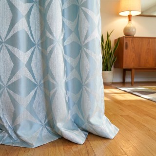 Pinwheel Prism Mid Century Modern Duck Egg Blue Geometrische Vorhänge