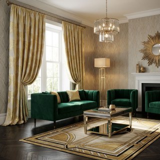 Prism Axis Art Deco Gelb und Goldene Geometrische Vorhänge 4