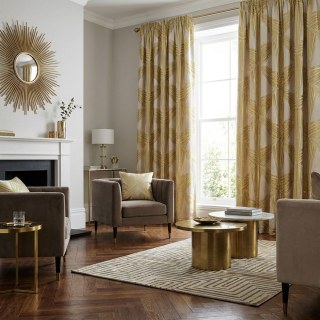 Prism Axis Art Deco Gelb und Goldene Geometrische Vorhänge 3