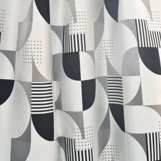Retro Rhythm Mid Century Modern Schwarz Weiß und Grau Geometrischer Vorhang 6