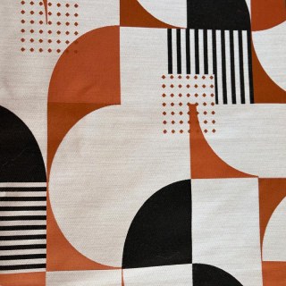 Retro Rhythm Mid Century Modern Orange und Schwarz Geometrischer Vorhang