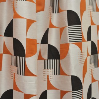 Retro Rhythm Mid Century Modern Orange und Schwarz Geometrischer Vorhang 4