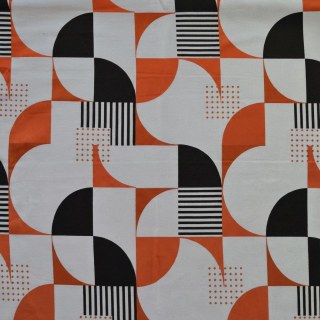 Retro Rhythm Mid Century Modern Orange und Schwarz Geometrischer Vorhang 5