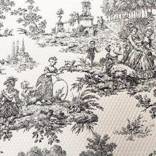 Rococo Reverie Black &amp; Mocha Toile de Jour Vorhang 6