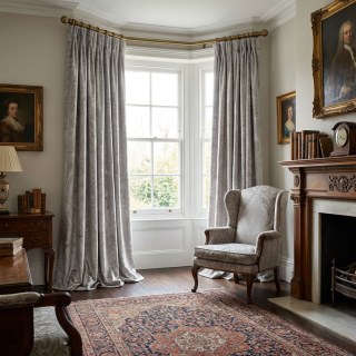 Royal Mirage Cream Taupe Damast Samt Vorhang 3