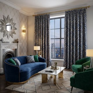 Savannah Luxuriöser Jacquard Marineblaues Zebra-Muster Vorhang