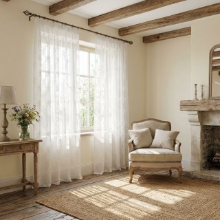 Frühlingsblumen bestickte elfenbeinfarbene weiße Blumenspitzengardine 2