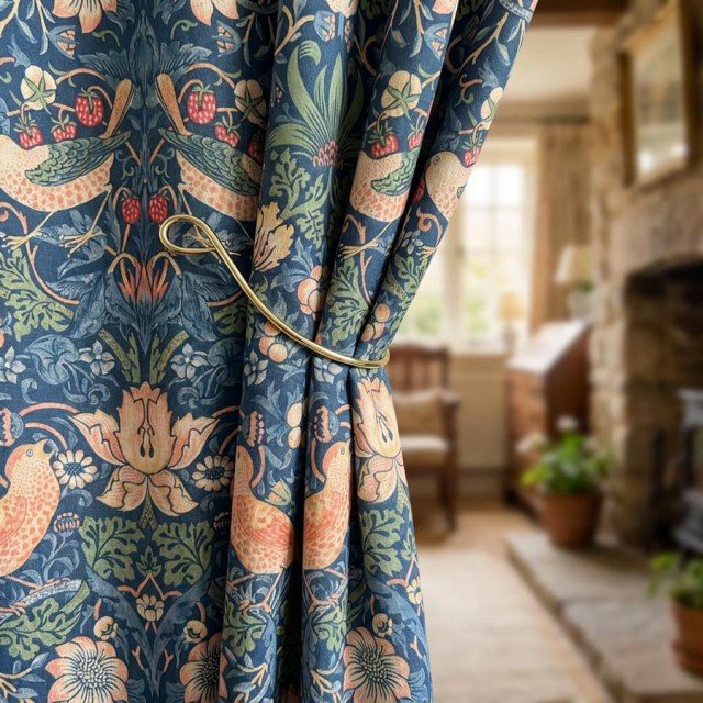 Strawberry Thief William Morris Navy Blue Chenille Floral Curtain
Strawberry Thief William Morris Marineblau Chenille Blumenmuster Vorhang 1