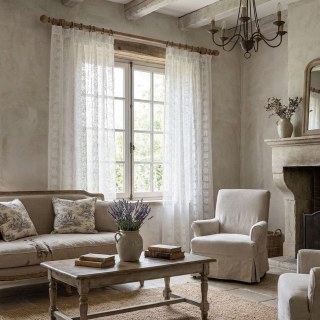 Sonnenblumen-Jacquard Elfenbeinweiß Spitzennetz Vorhang 2