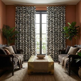 Tiger Streifen Schwarz Weiß Tierdruck Vorhang 3