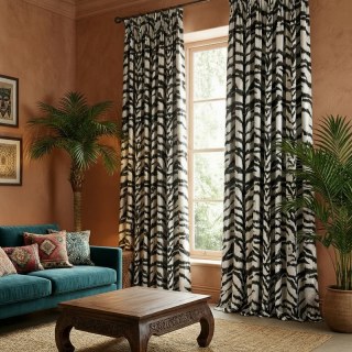 Tiger Streifen Schwarz Weiß Tierdruck Vorhang 4