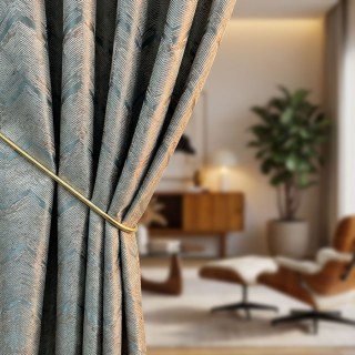 Zigzag Symphony Chevron Eierschalenblau Kunstseide Moderne Geometrische Vorhänge 2