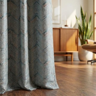 Zigzag Symphony Chevron Eierschalenblau Kunstseide Moderne Geometrische Vorhänge
