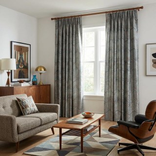 Zigzag Symphony Chevron Eierschalenblau Kunstseide Moderne Geometrische Vorhänge 3