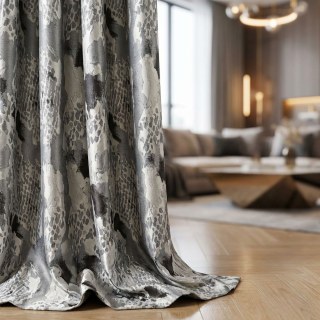 Metallischer Schlangenjacquard Silber Grau Tierdruck Vorhänge 2