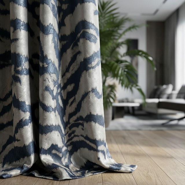 Tiger Stripes Navy Blue Animal Print Curtain
Tigerstreifen Marineblau Tierdruck Vorhang 1