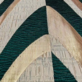 Ocean Wave Elegance Dunkelgrün und Gold Art Deco Geometrische Vorhänge 6