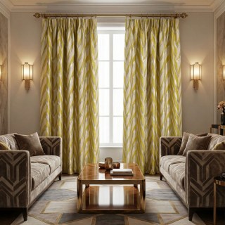 Ocean Wave Elegance Gelb und Gold Art Deco Geometrische Vorhänge 3
