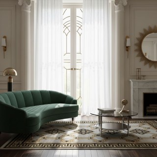 Rolling Hills Art Deco schimmernde elfenbeinfarbene Voilegardinen 3