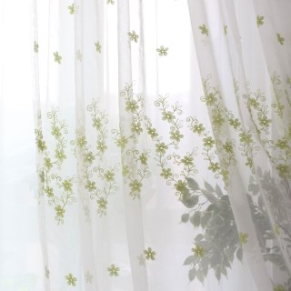 Touch Of Grace bestickte Limettengrüne Blumen Voile Gardine 7