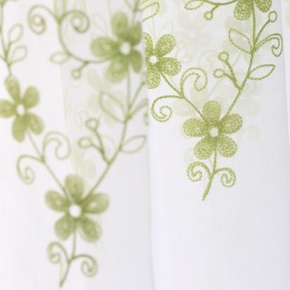 Touch Of Grace bestickte Limettengrüne Blumen Voile Gardine 9