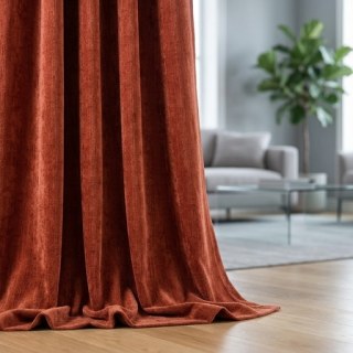 Luxuriöser Terrakotta Rostroter Chenille Vorhang 3