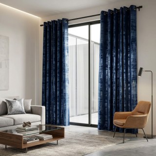 Premium strukturierter Midnight Navy Blue Samtvorhang 2