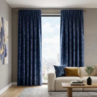 Premium strukturierter Midnight Navy Blue Samtvorhang