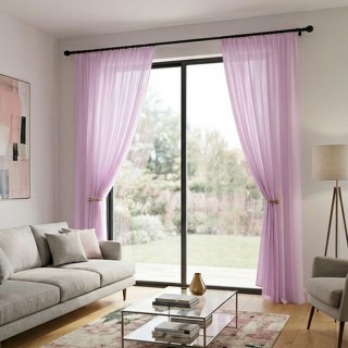 Seidiger Griff Rosa Voile Vorhang 3